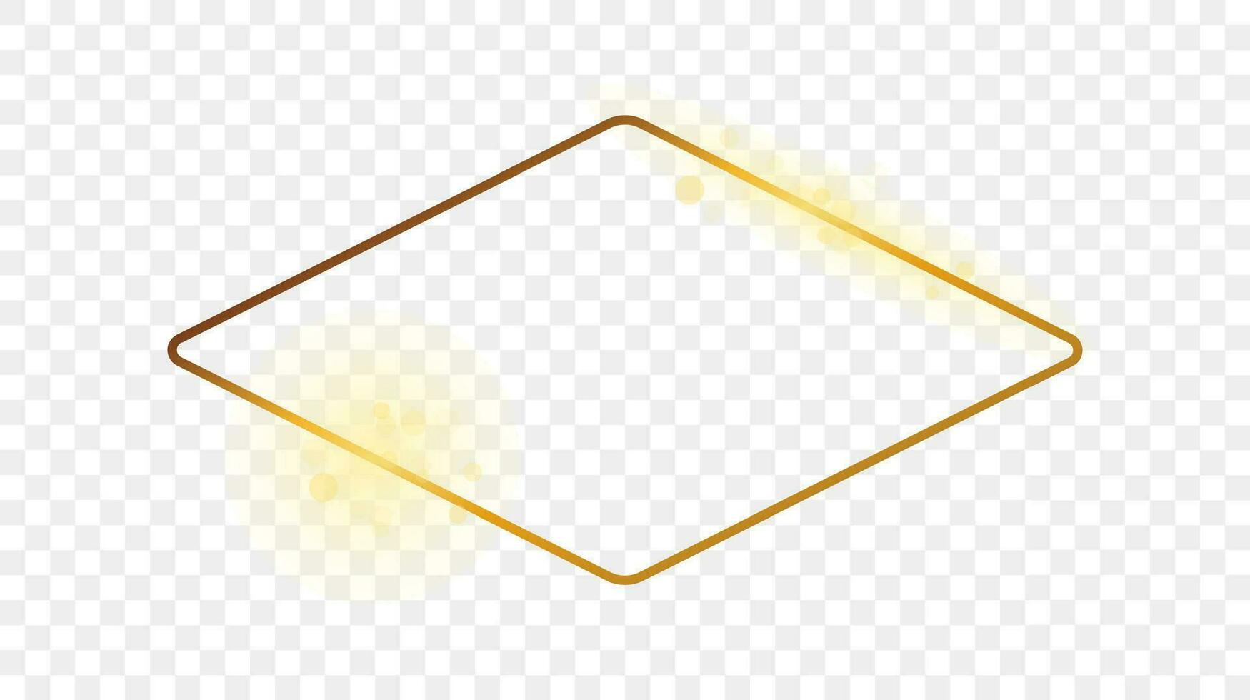 Gold glowing rounded rhombus shape frame vector