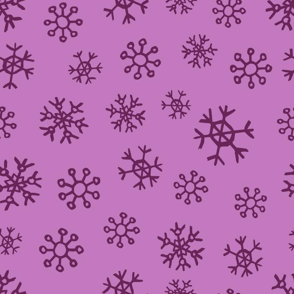 Seamless background of hand drawn snowflakes. Christmas and New Year decoration elements. Vector illustration.