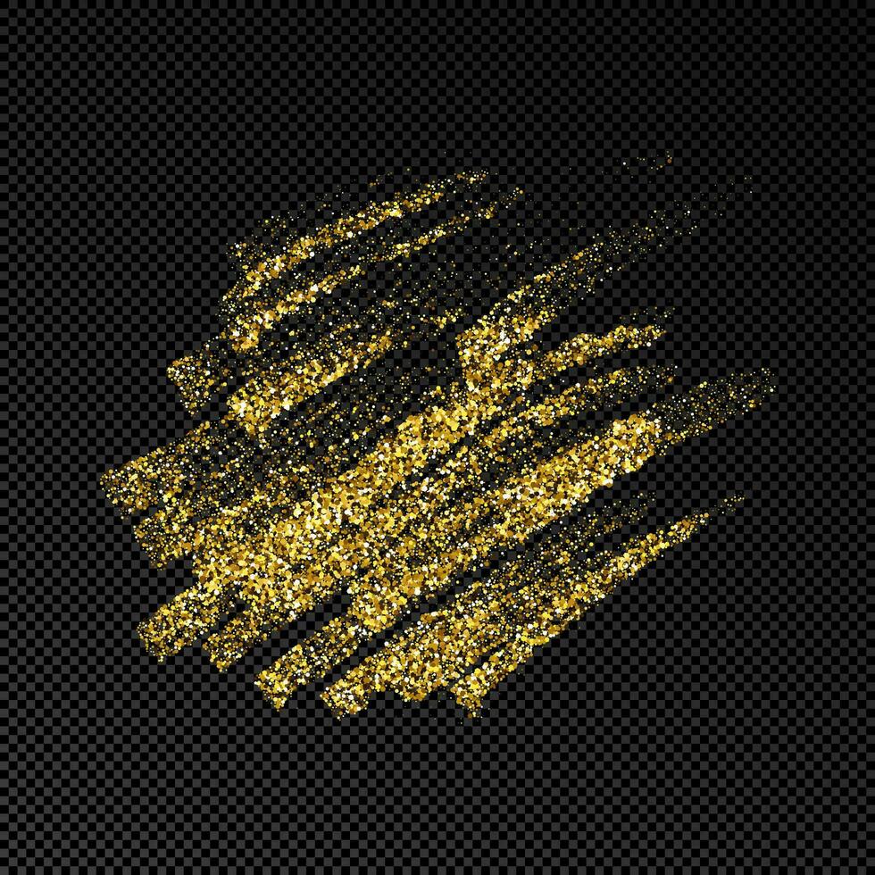 Hand drawn ink spot in gold glitter. Gold ink spot with sparkles isolated on dark background. Vector illustration
