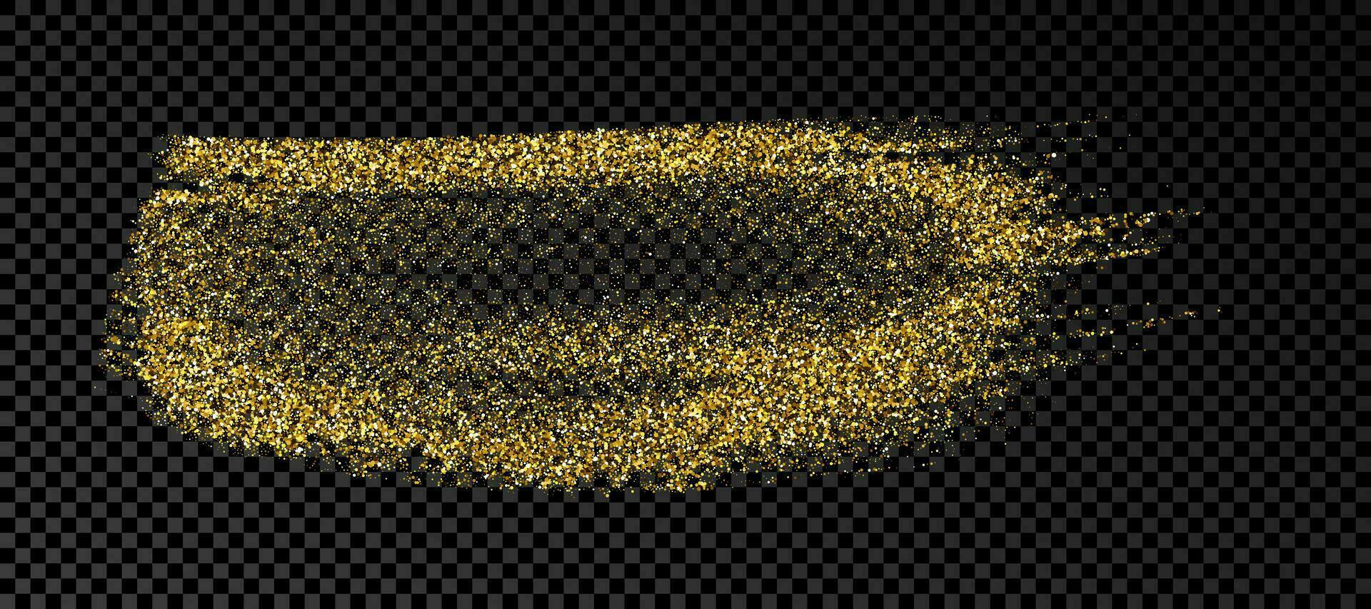 Hand drawn ink spot in gold glitter. Gold ink spot with sparkles isolated on dark background. Vector illustration