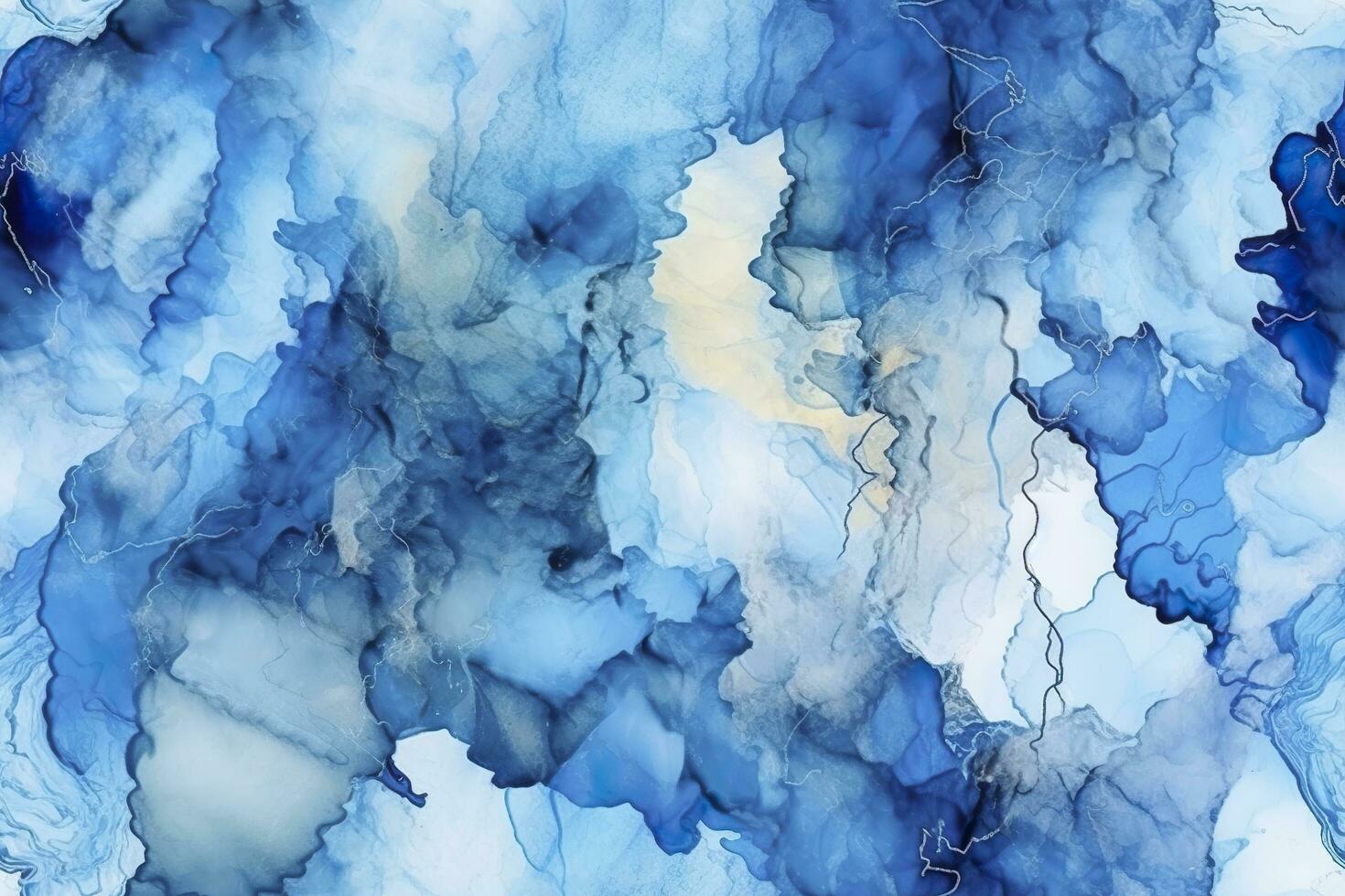 Blue alcohol ink background. Abstract delicate winter season texture. AI Generative photo