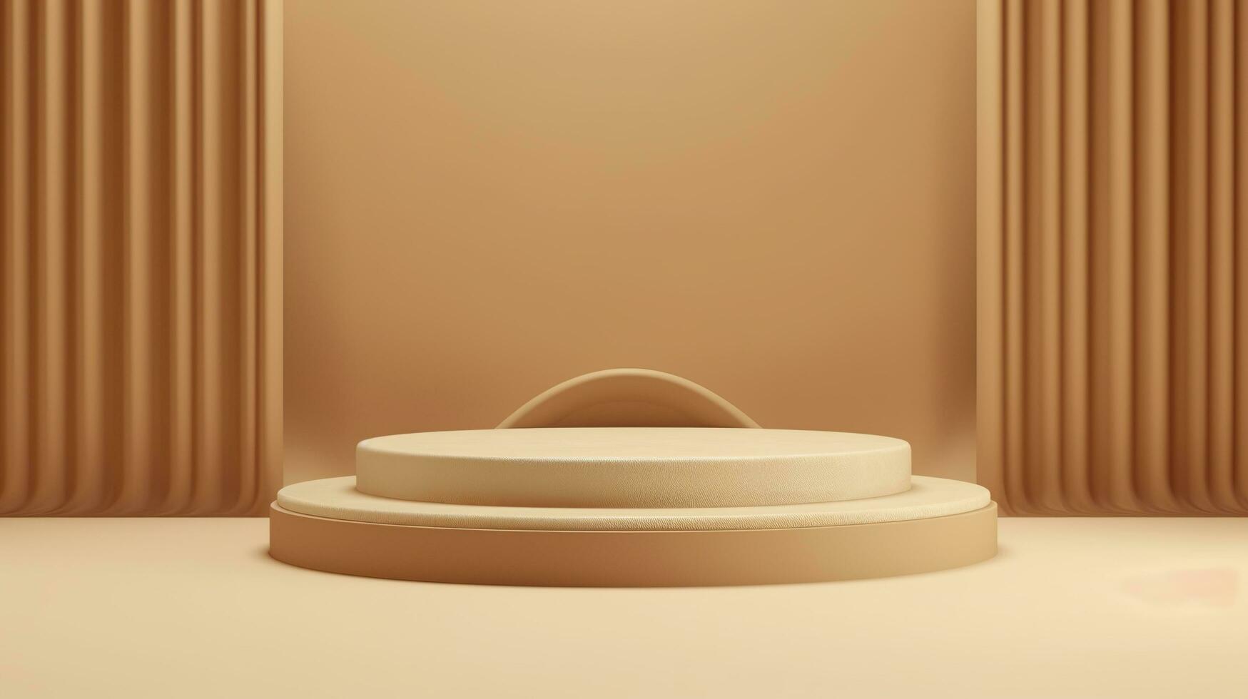 Podium with a parametric background. Stage showcase on pedestal display, 3d rendering. AI Generative photo
