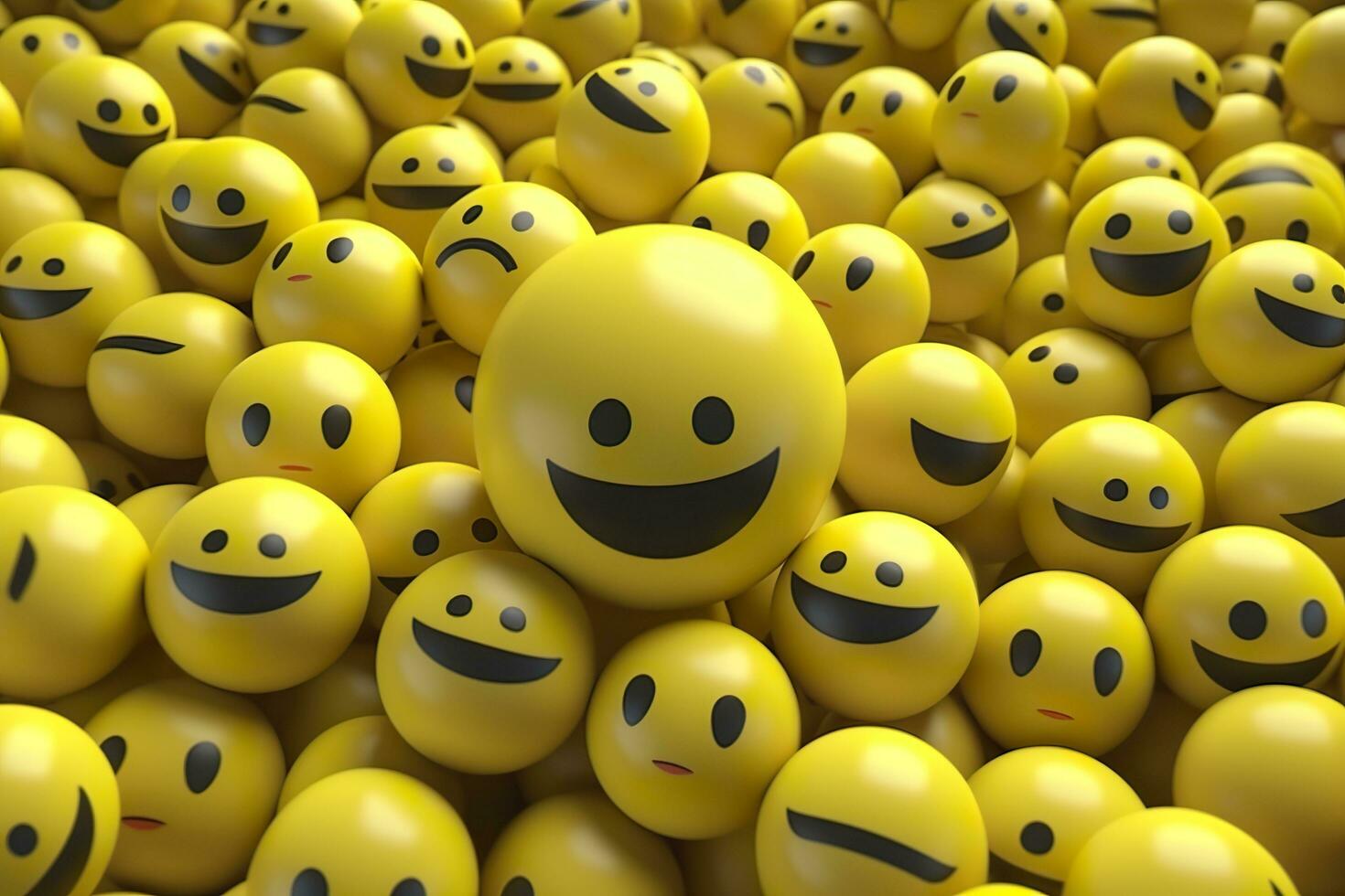 Happy and laughing emoticons 3d rendering background, social media and communications concept. AI Generative photo