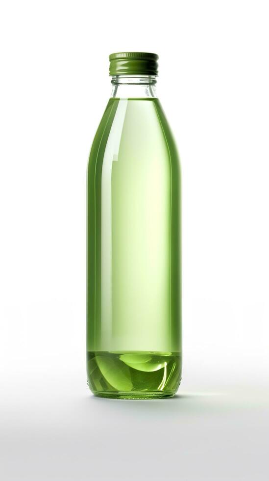 Jelly green, 3D rendering, solid color bottle. AI Generative photo