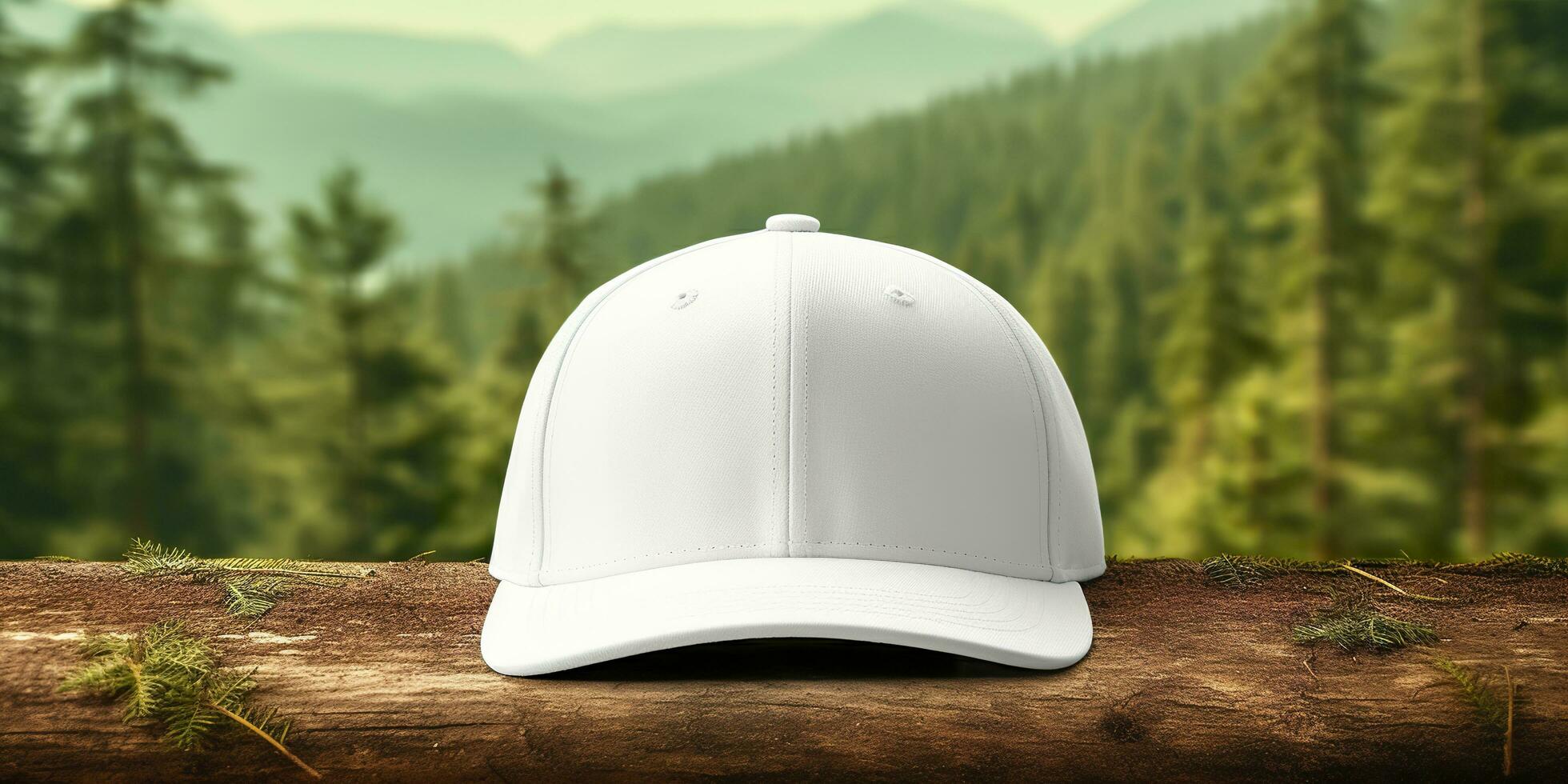 blanco gorra Bosquejo en un natural antecedentes. generativo ai foto