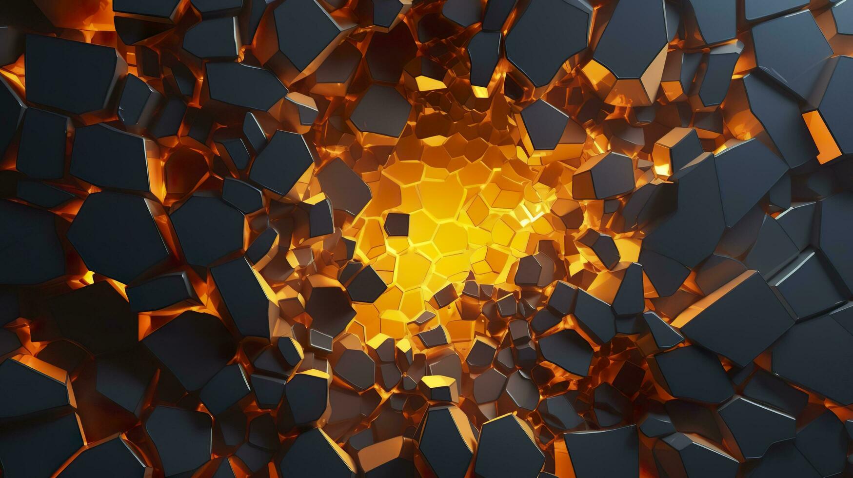 Abstract geometric background. Explosion power design with the crushing surface. 3d illustration. AI Generative photo