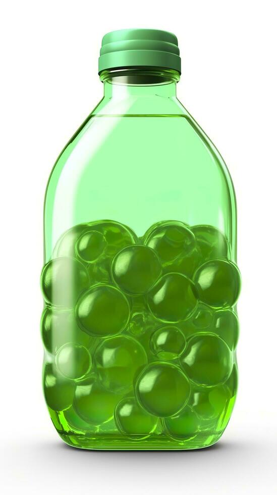 Jelly green, 3D rendering, solid color bottle. AI Generative photo