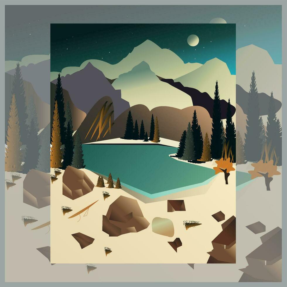 Beautiful Nature Design in EPS, Mountain, and Sea artwork vector