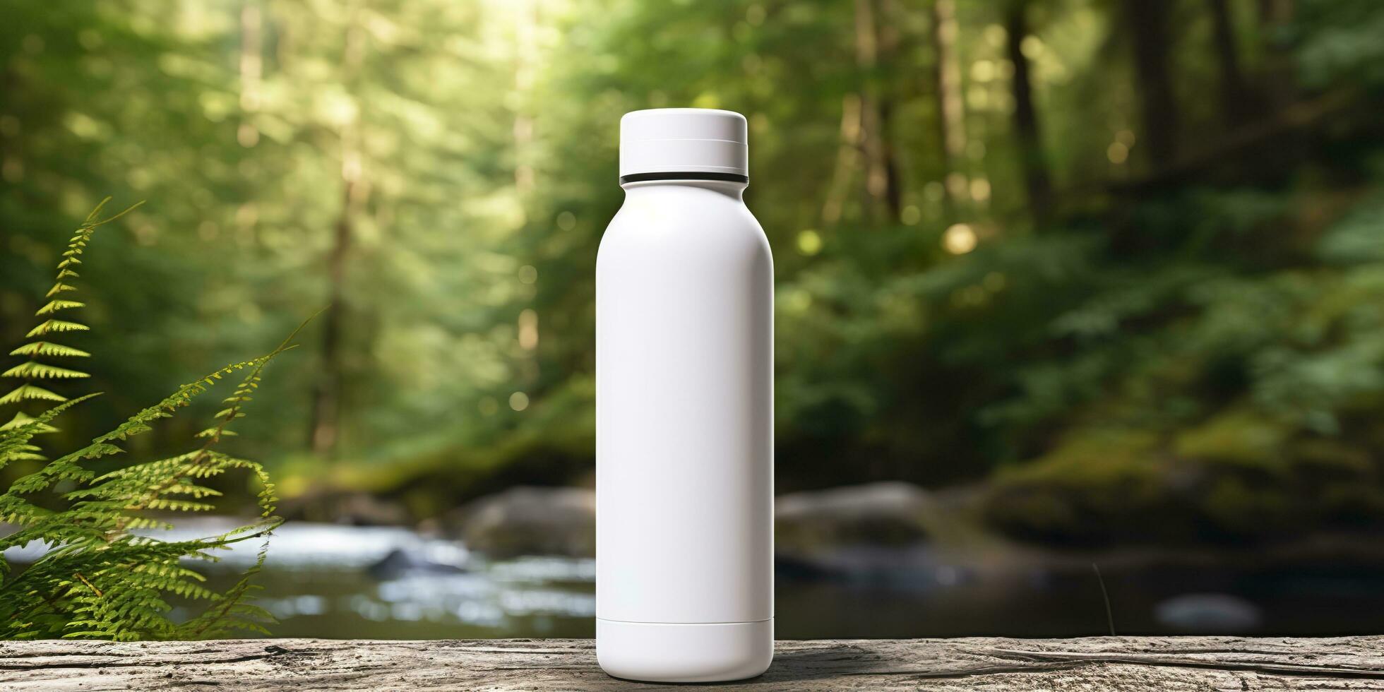 White Blank bottle Mockup with natural theme background. AI Generative photo