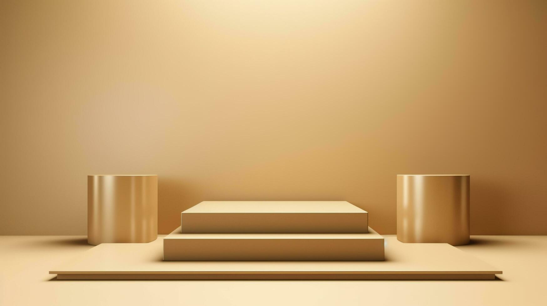 Podium with a parametric background. Stage showcase on pedestal display, 3d rendering. AI Generative photo