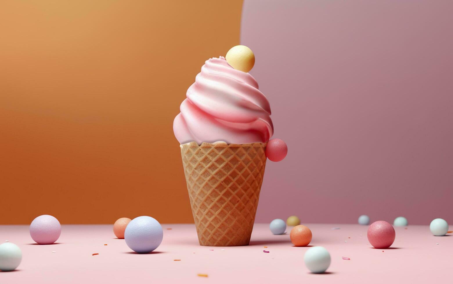 Ice cream abstract background with empty space for text. AI Generative photo