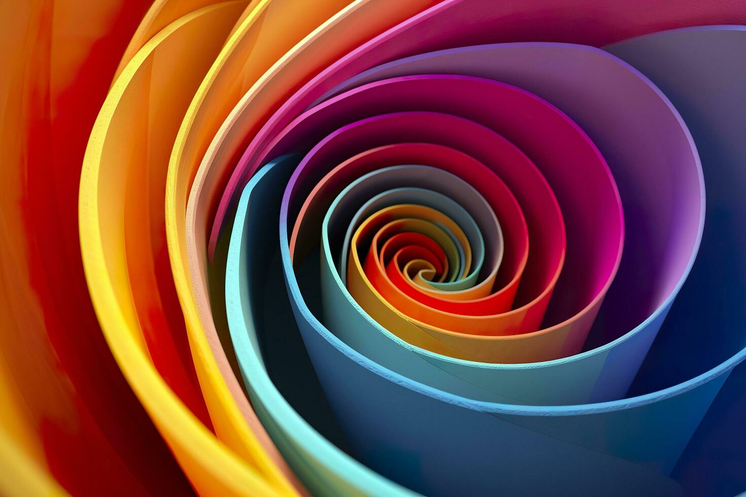 Geometric Spiral Pattern in Vibrant and Energetic Colors. A Professional Color Grading Experiment. AI Generative photo