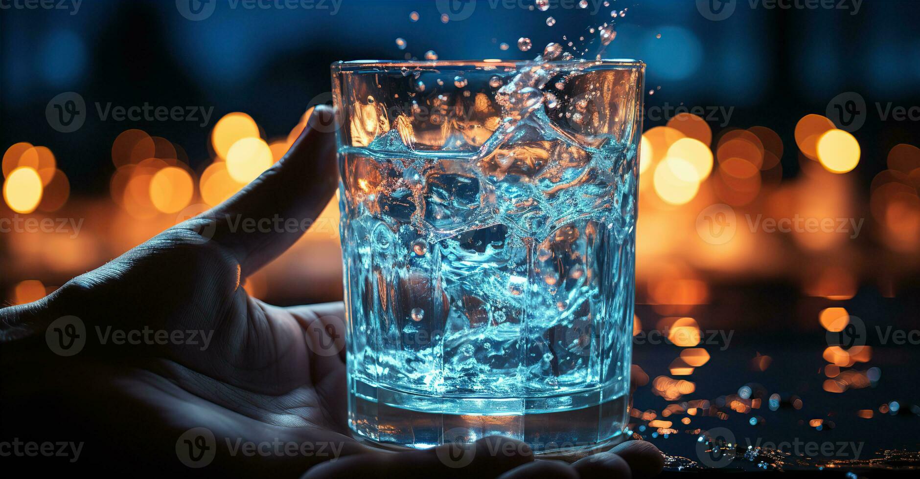 vaso de agua siendo lleno con agua. creado con generativo ai foto