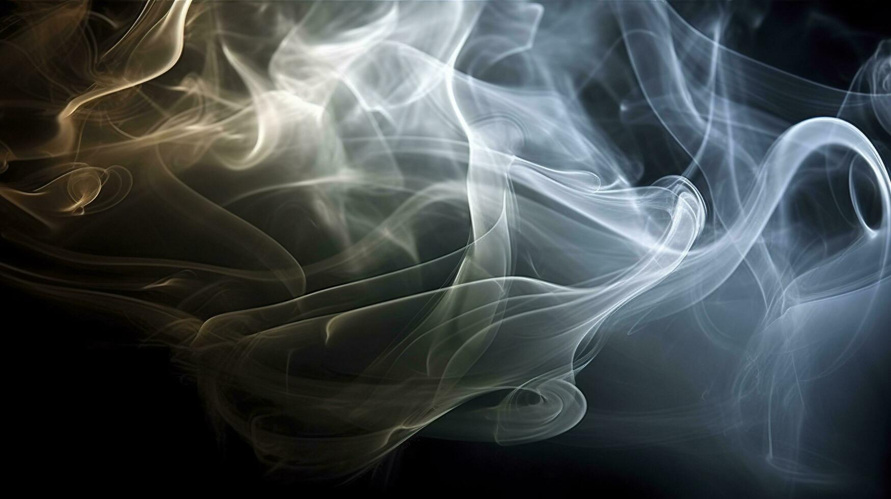 The close up view reveals the mesmerizing patterns and textures within the smoke, The ethereal quality of the smoke against the dark background. AI Generative photo