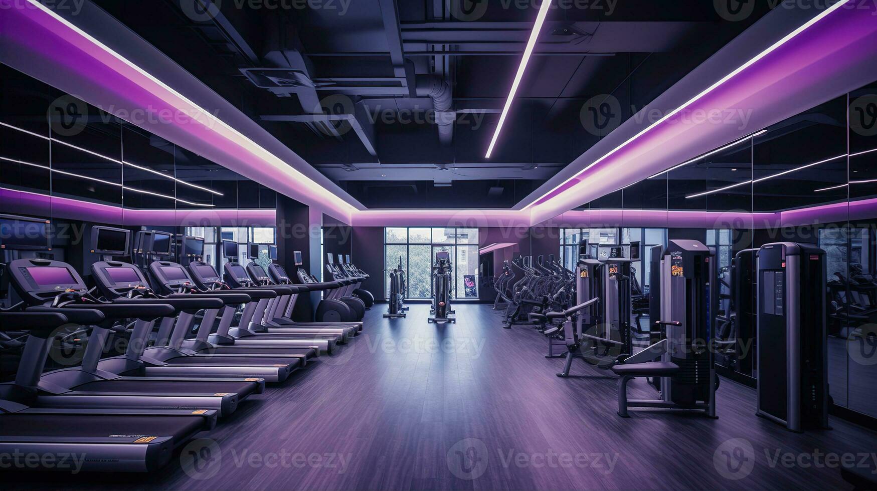 Within gym with modern fitness equipment for fitness events and more. Modern of gym interior with equipment. Sports equipment in the gym. Created with Generative AI photo