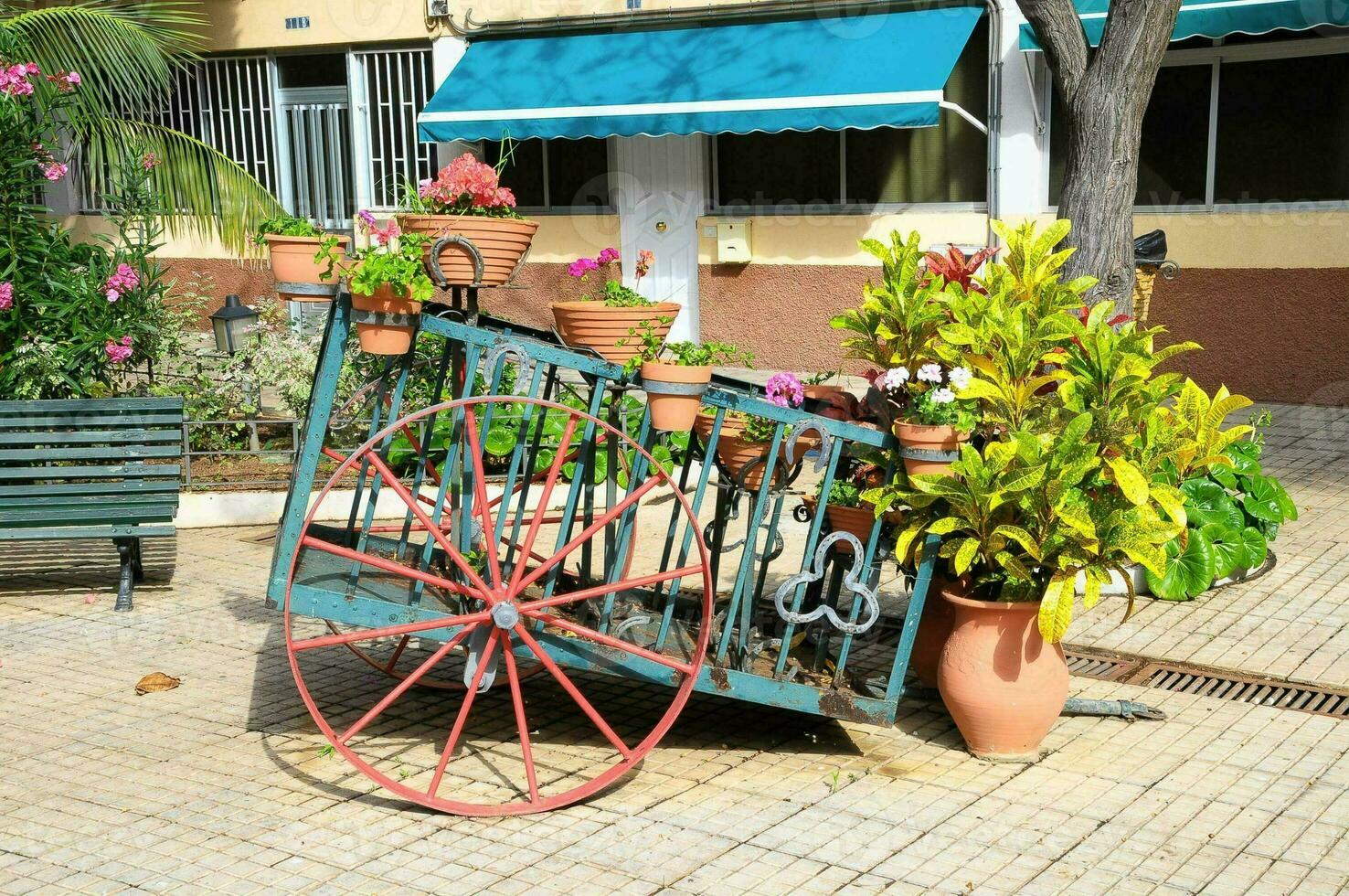 A cart with flowers photo