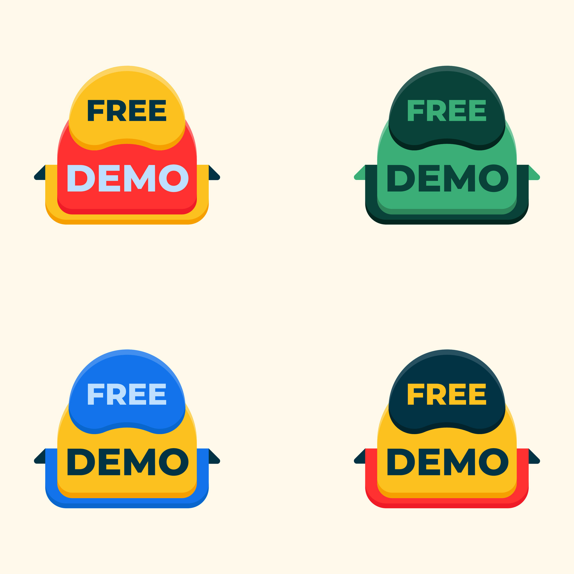 free demo button vector set 31692662 Vector Art at Vecteezy
