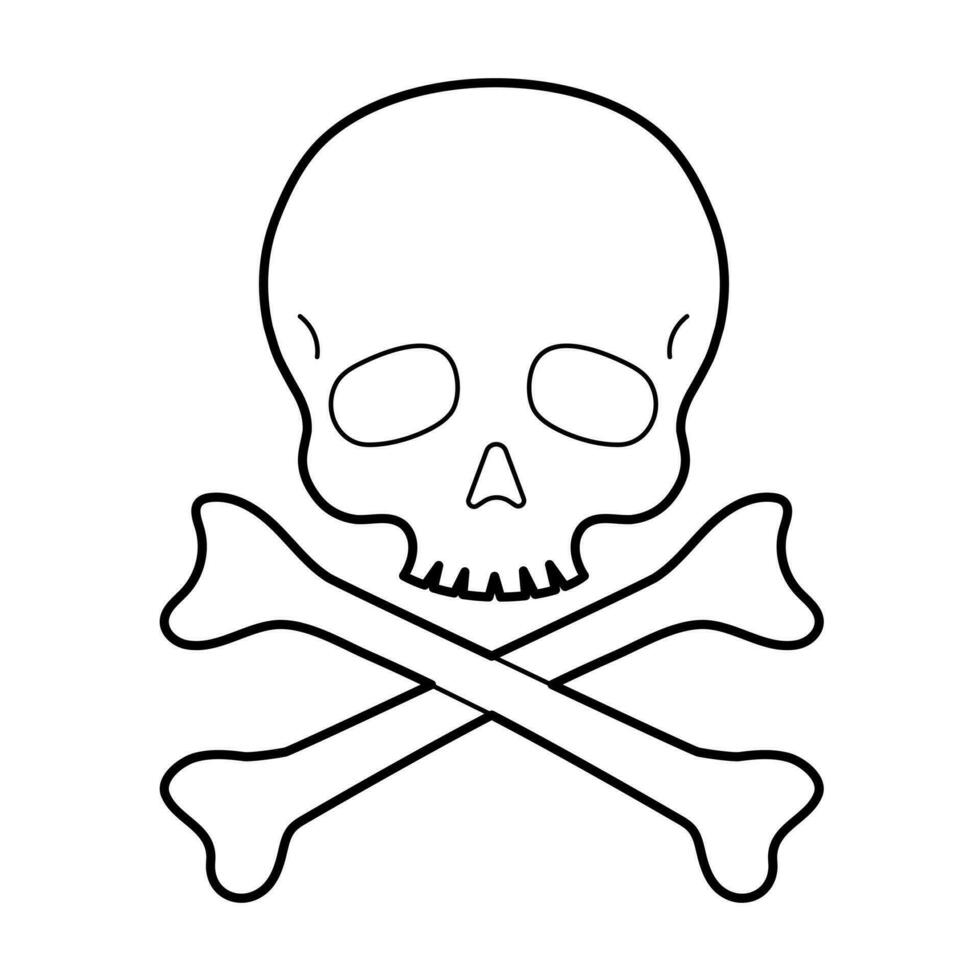 Skull crossbones on  white background. Outline illustration, design elements vector