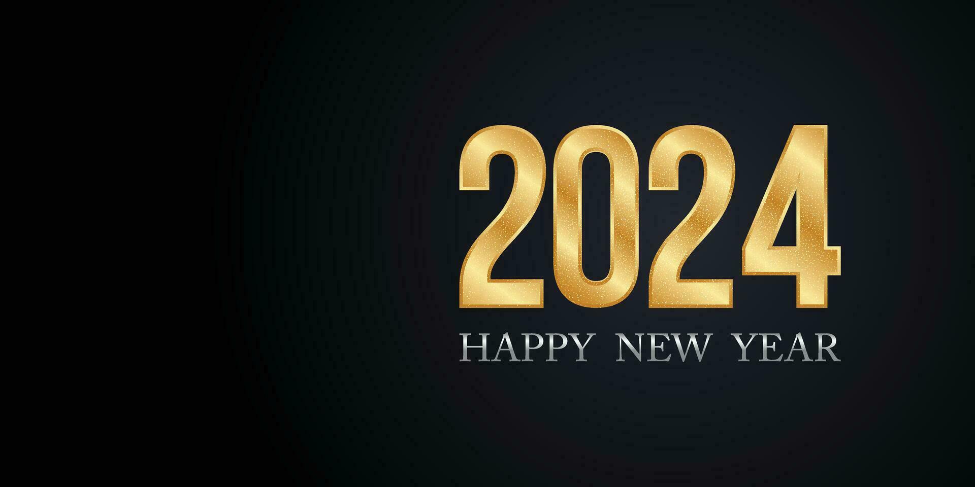 Happy New Year 2024 gold text vector