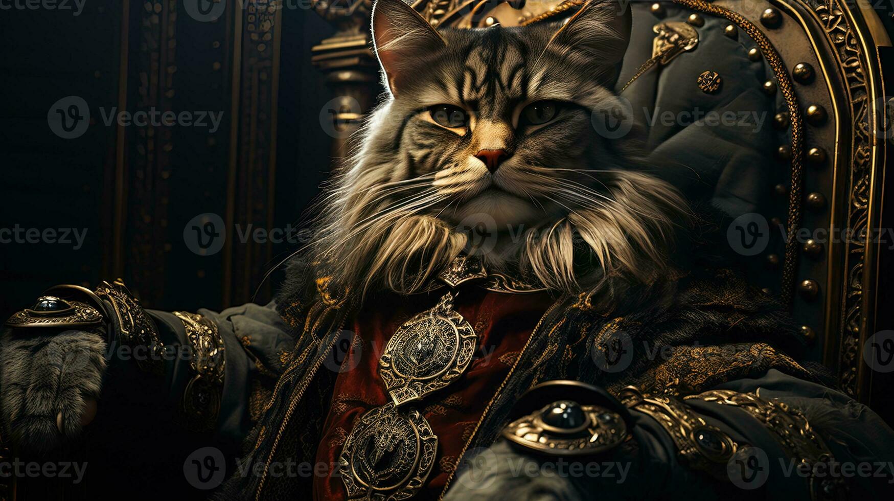 retrato de un noble gato en medieval traje. antropomórfico gato. ai generativo foto