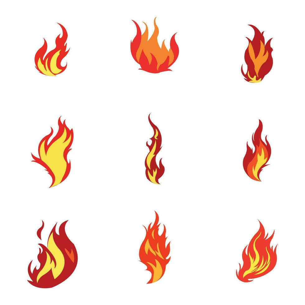 vector set of silhouettes of flames