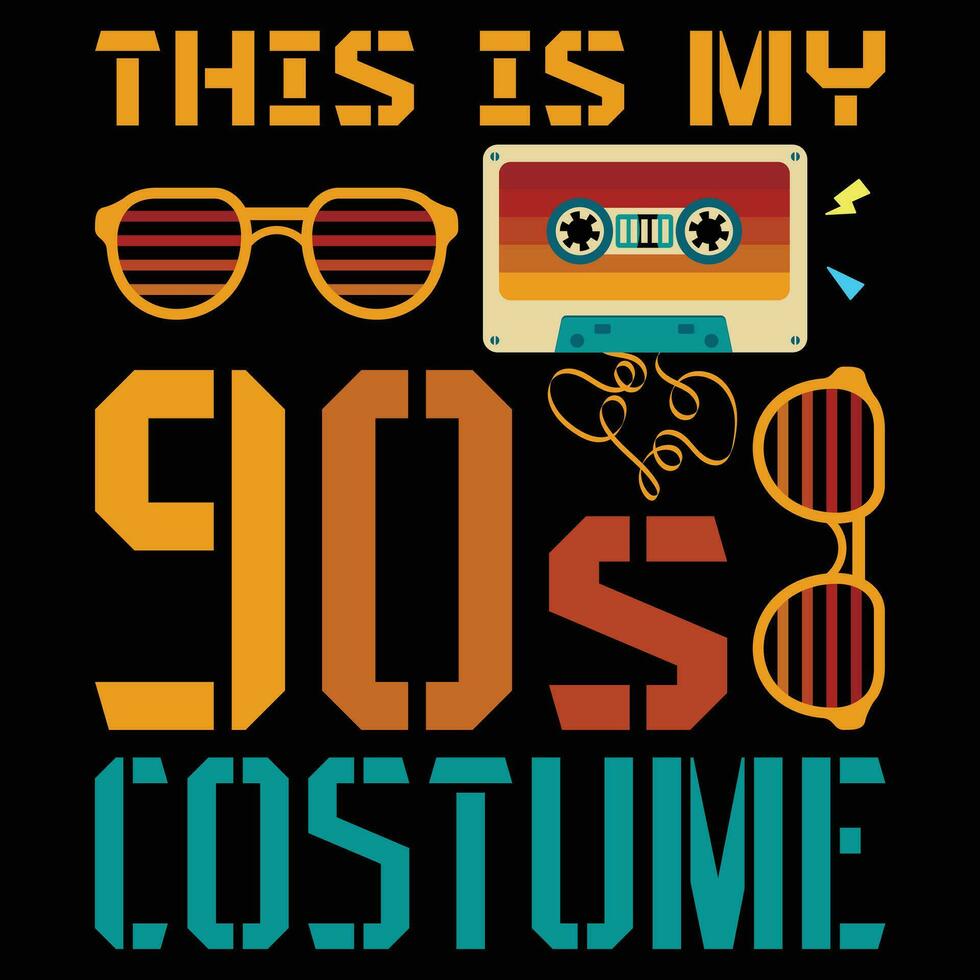 This Is My 90s Costume Retro Music Theme Nineties Party Gift T Shirt vector