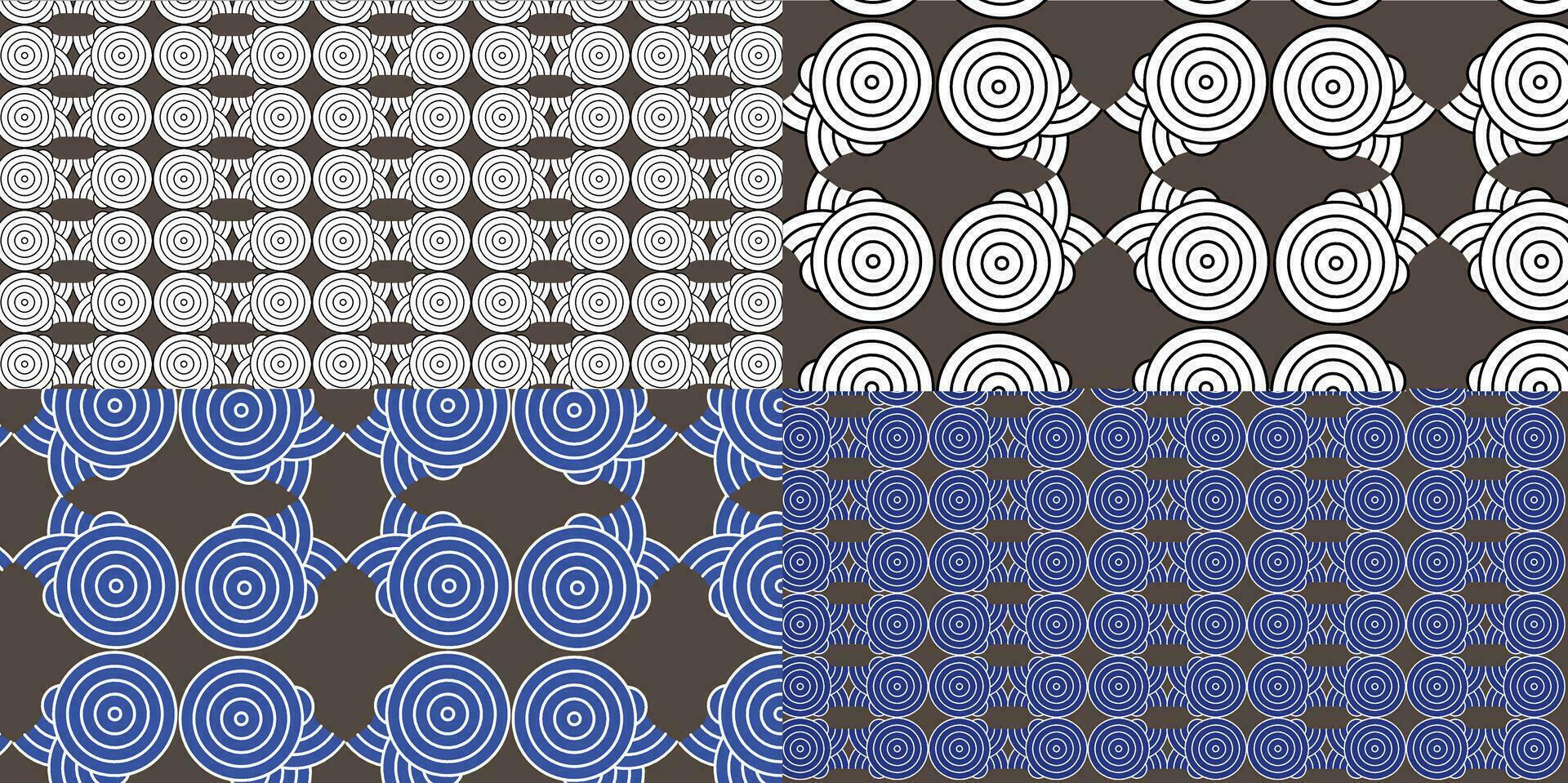 set of vector blue and white geometric patterns