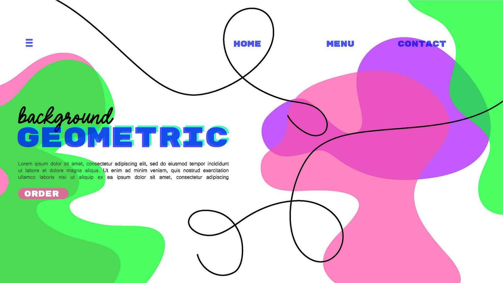 Vector illustration of a trendy geometric abstract design for a media application landing page riso effect.