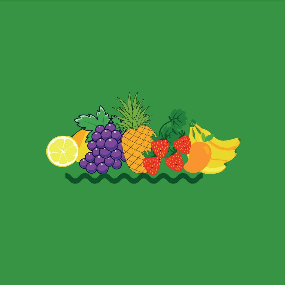 healthy fruits icon green background vector image