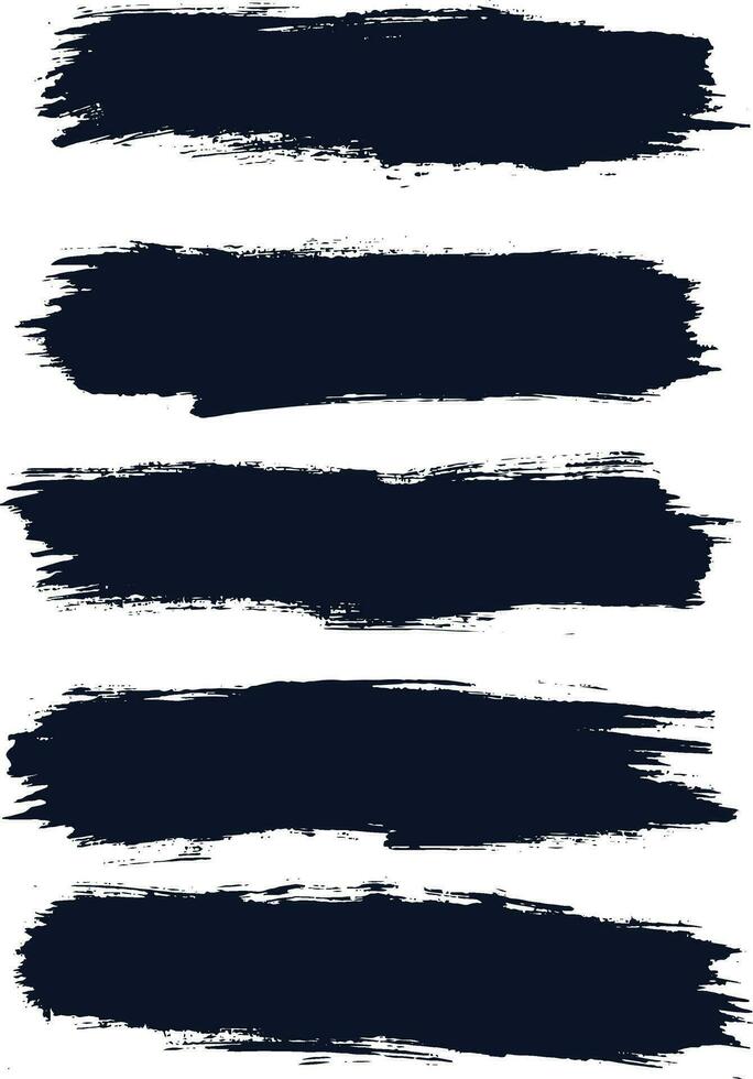 Abstract ink black paint brush stroke set vector
