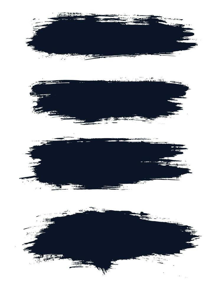 Set of black ink vector brush stroke