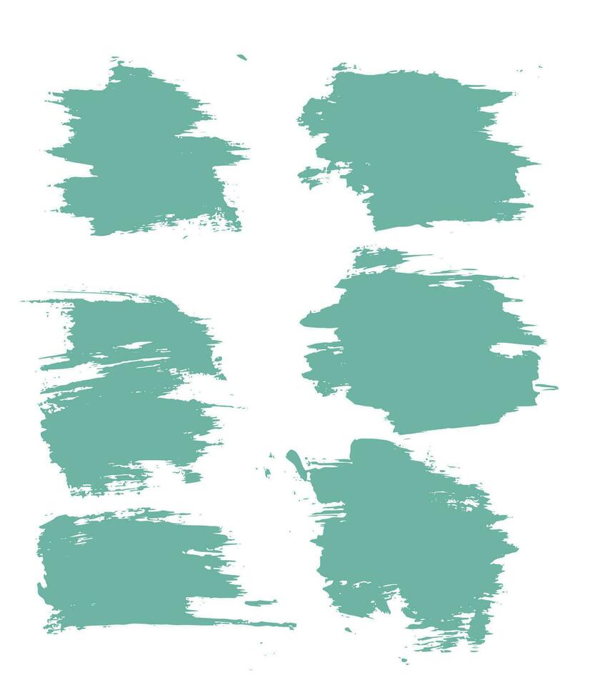 Vector ink turquoise illustration brush stroke set