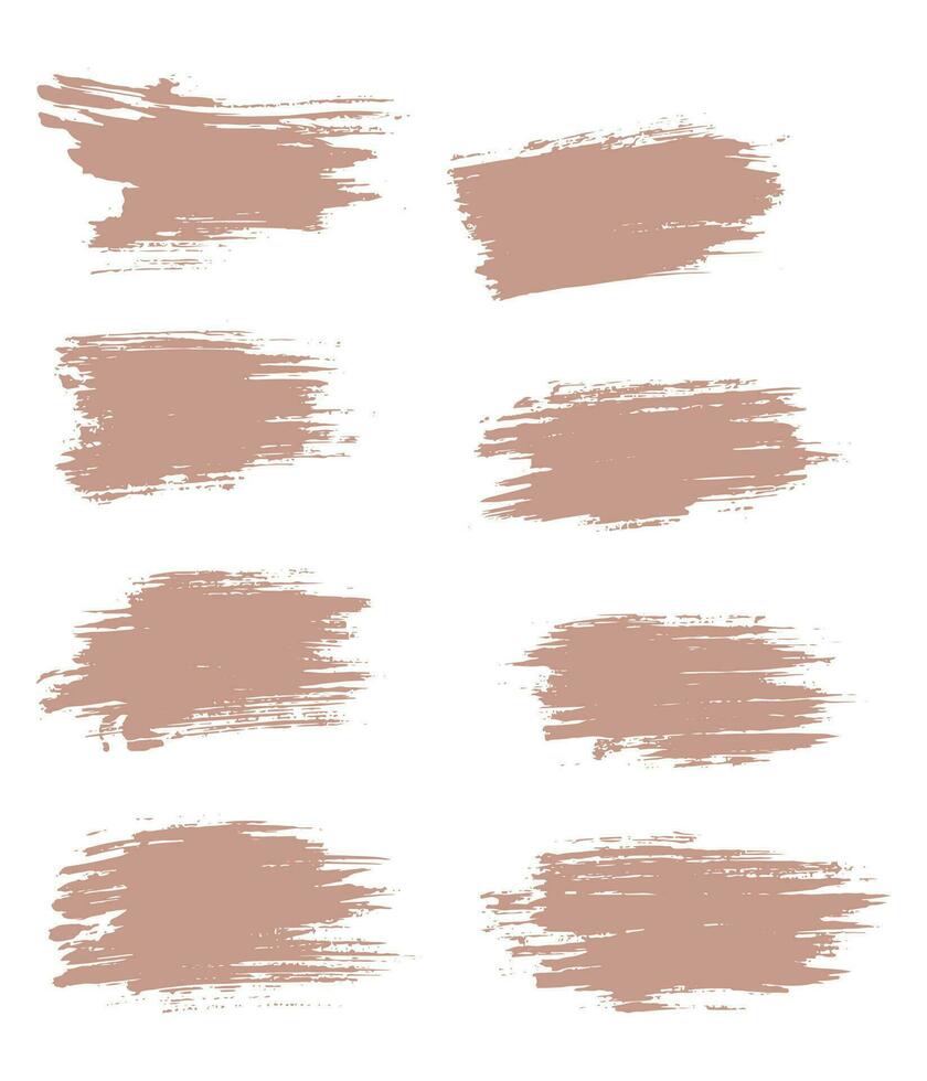 Grunge texture pink color brush stroke set vector