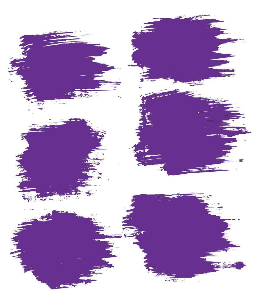 Distress grunge brush stroke set vector