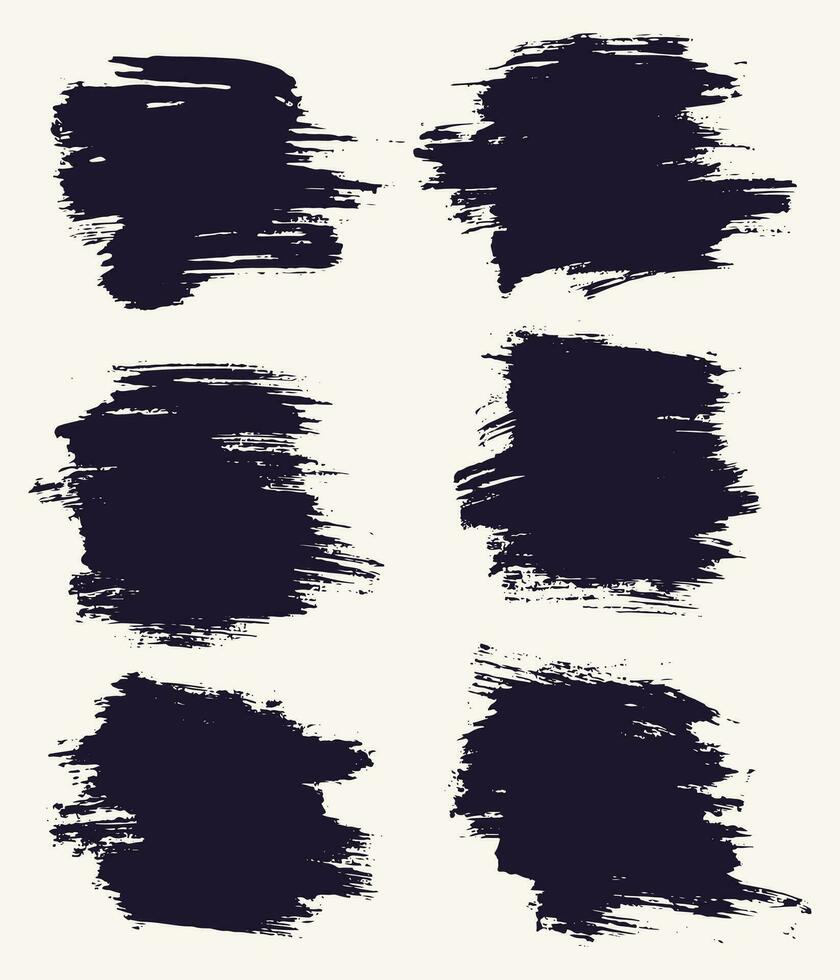 Set of black brush stroke illustration vector