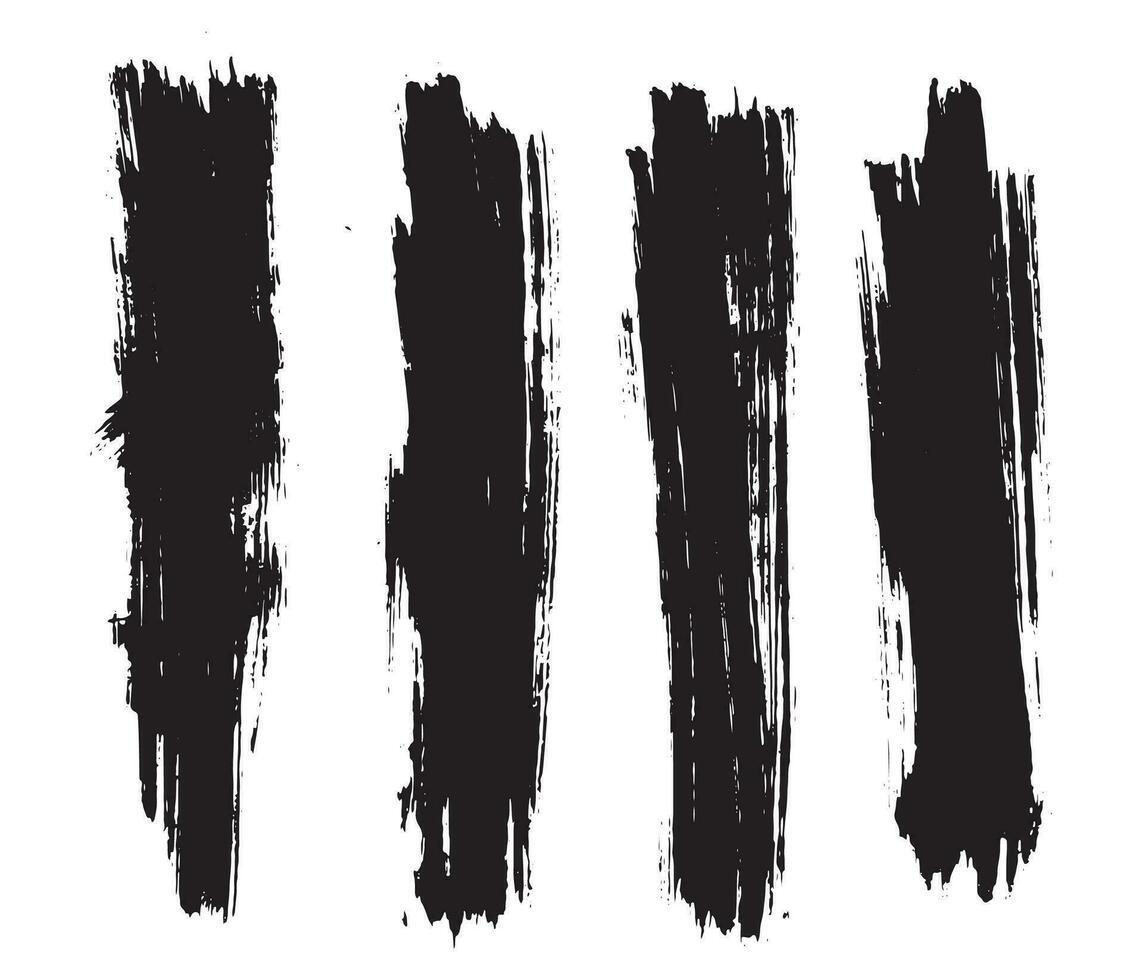 Set of illustration black brush stroke grunge vector