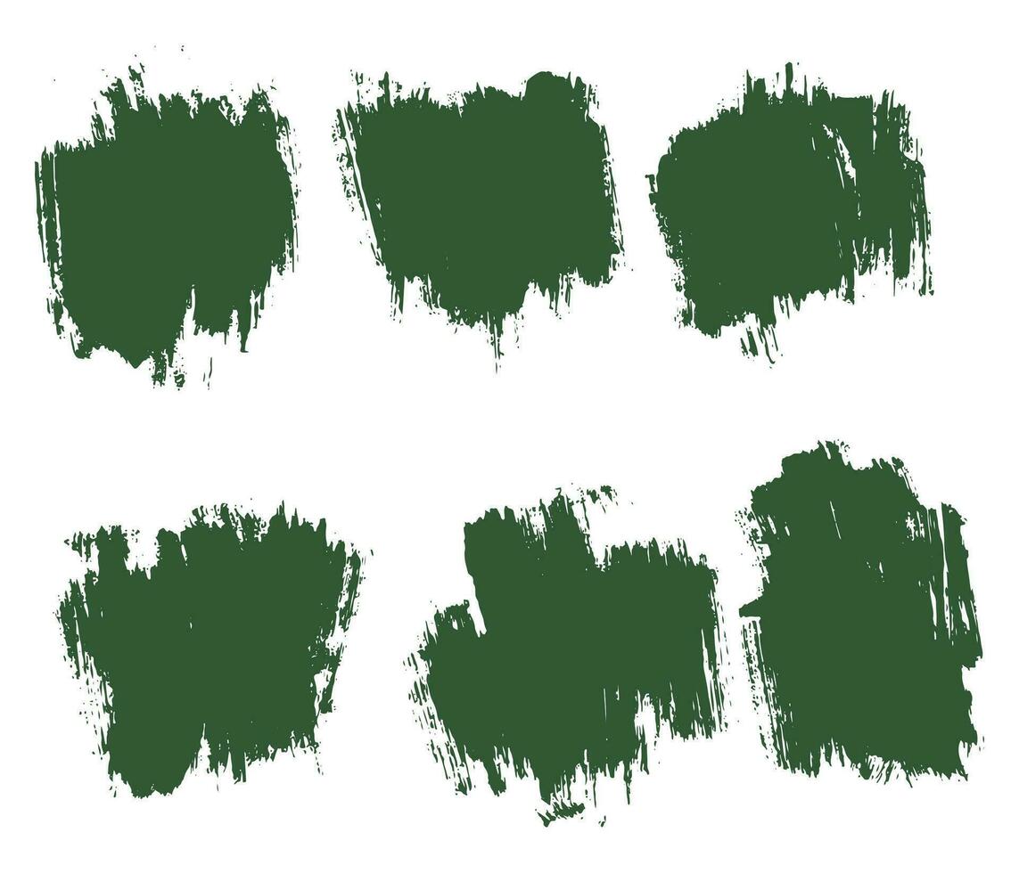 Green color grunge paintbrush set vector