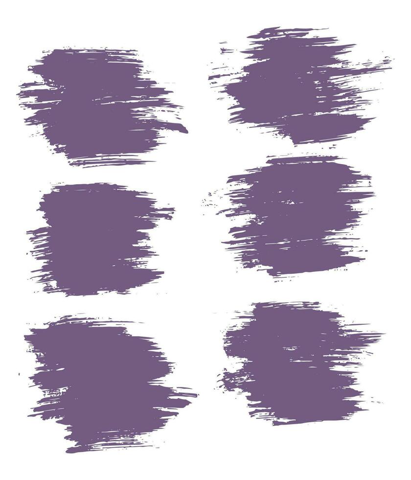 Collection of vector purple color texture brush stroke