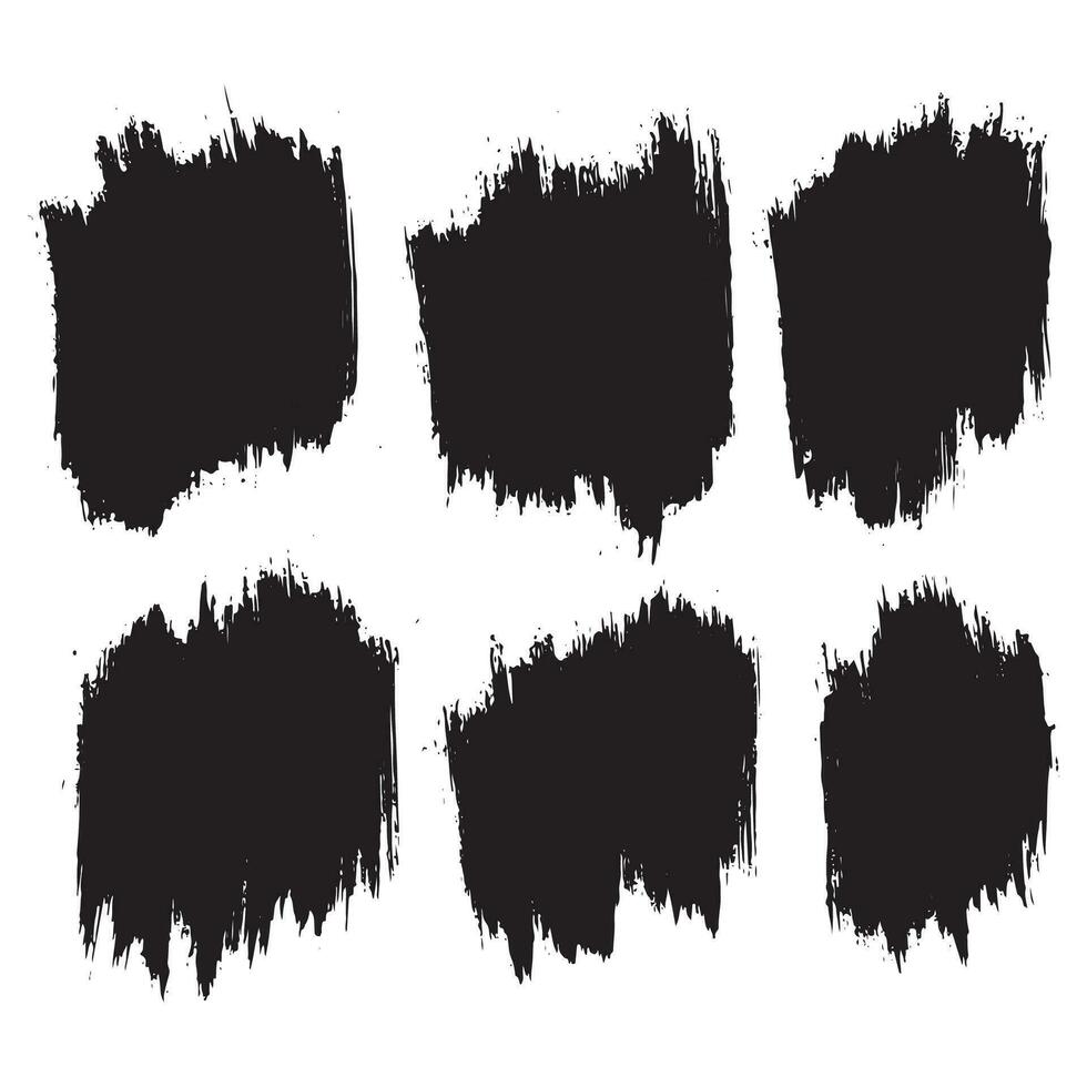 Hand draw black brush stroke design set vector