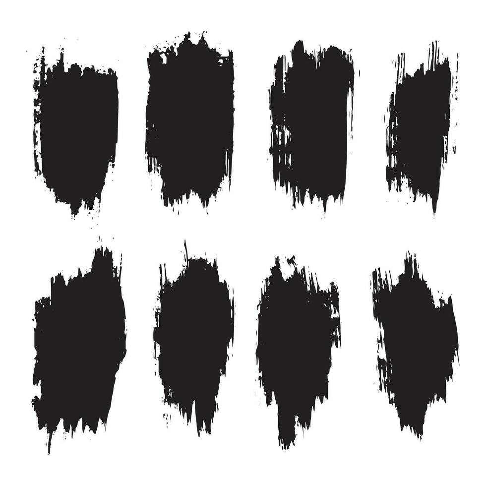 Collection of black color paint brushstroke vector