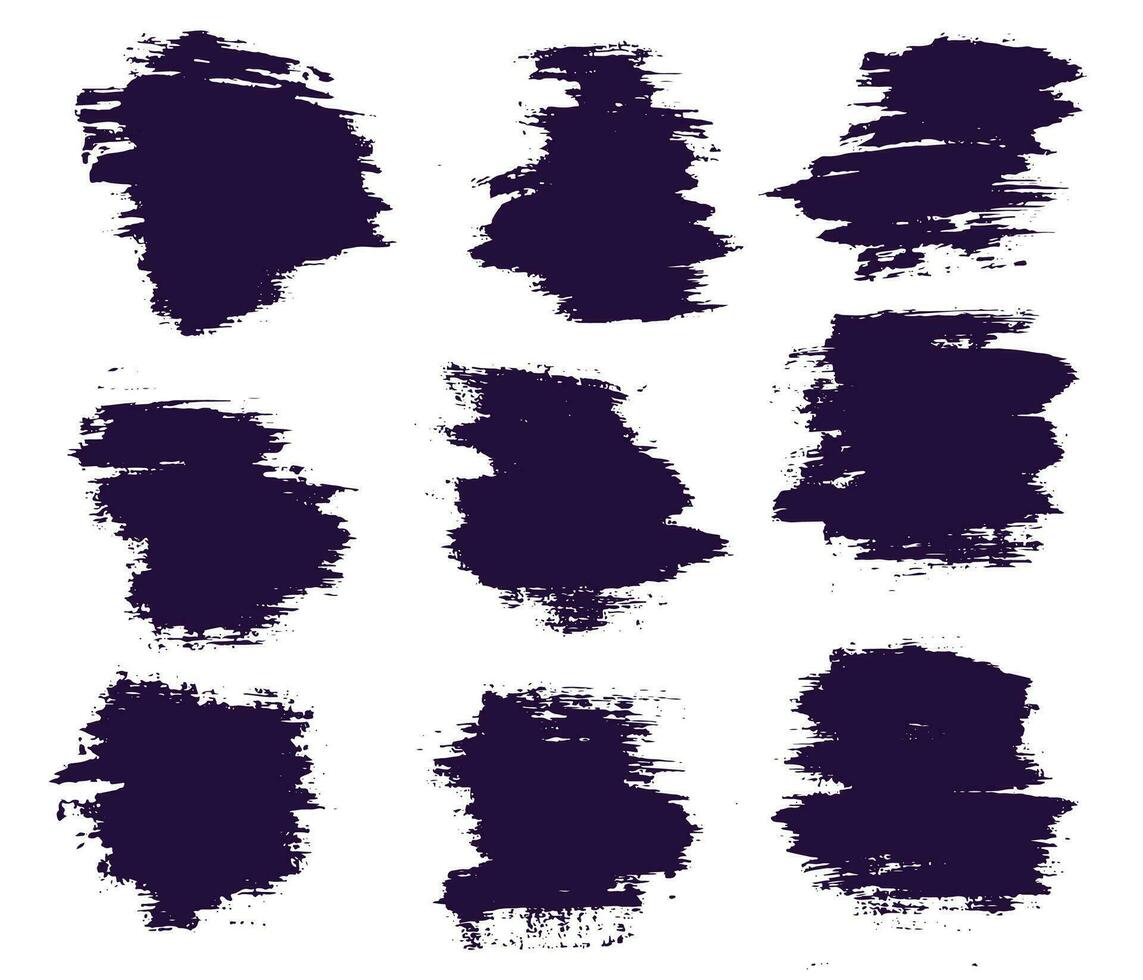 Set of abstract black brush stroke vector grunge texture