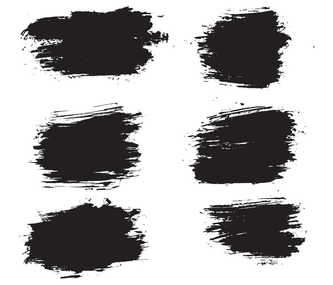Vector black texture paint ink brush stroke collection