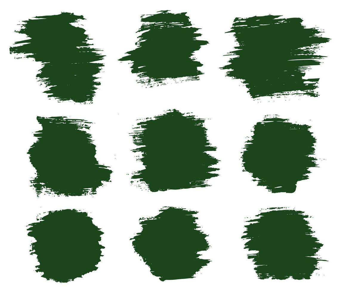 Ink paint vector green color brush stroke collection