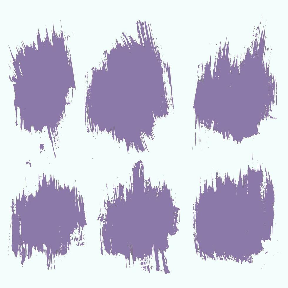 Set of purple color paint brush stroke vector