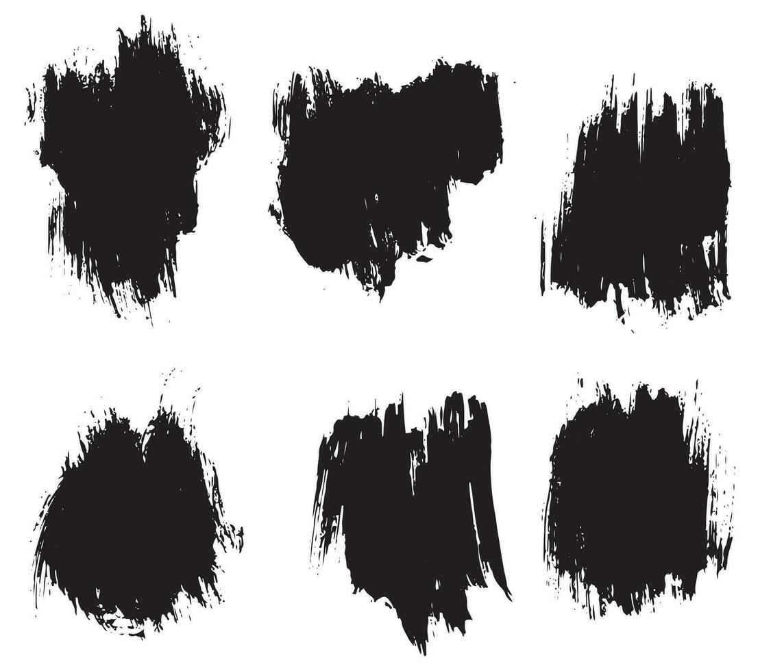 Set of vector paint black brush stroke texture set