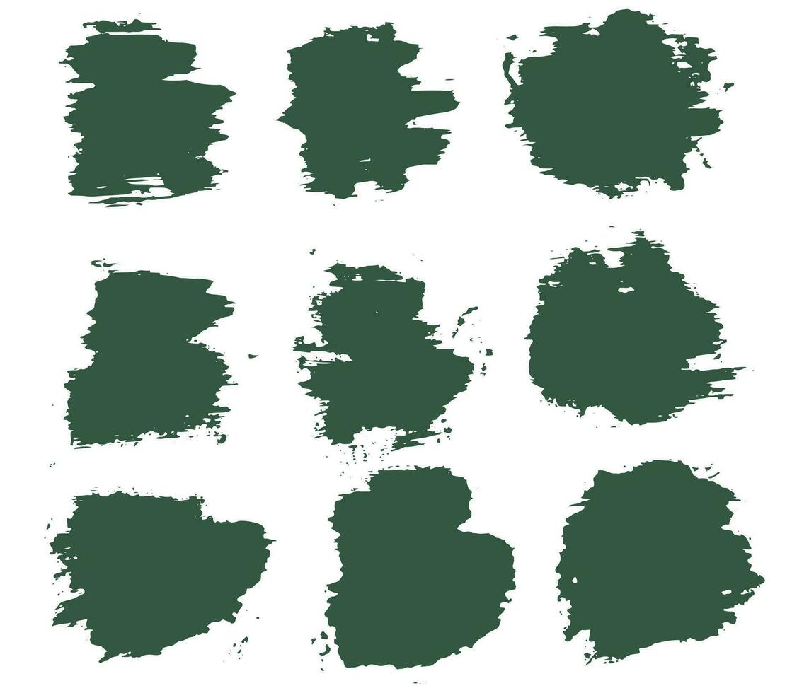 Set of vector green color brush stroke background