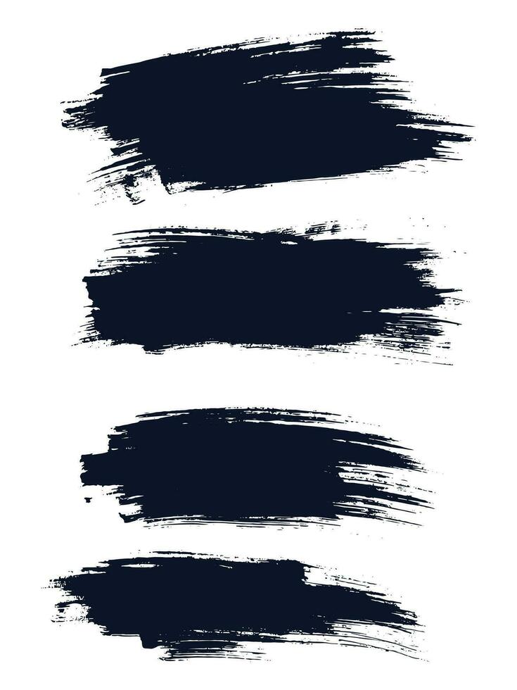 Hand painted black color grunge texture brush stroke background vector