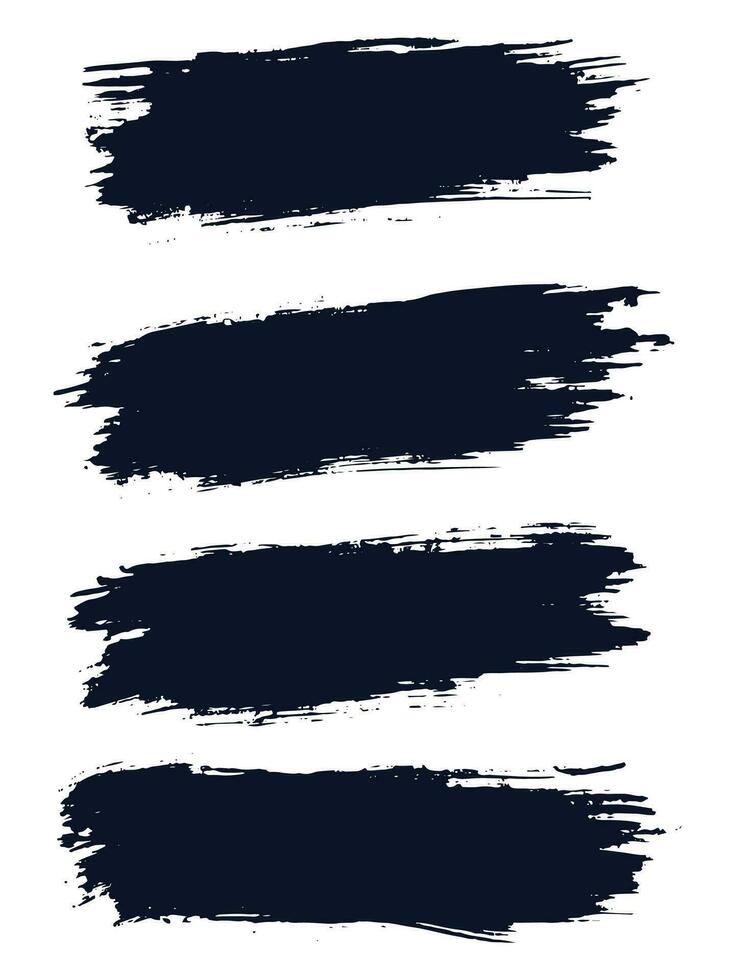 Set of vector stain black hand drawn brush stroke