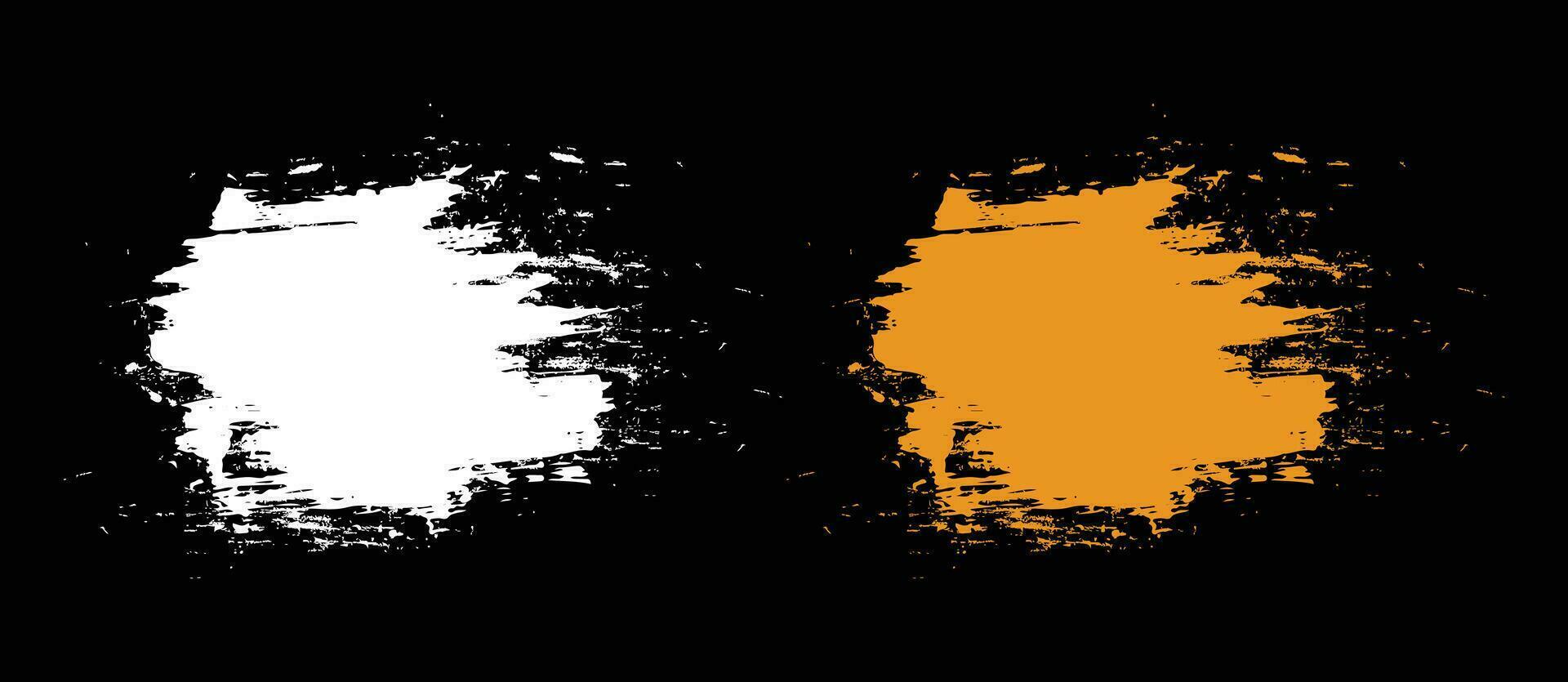Set of grunge label brush stroke background vector