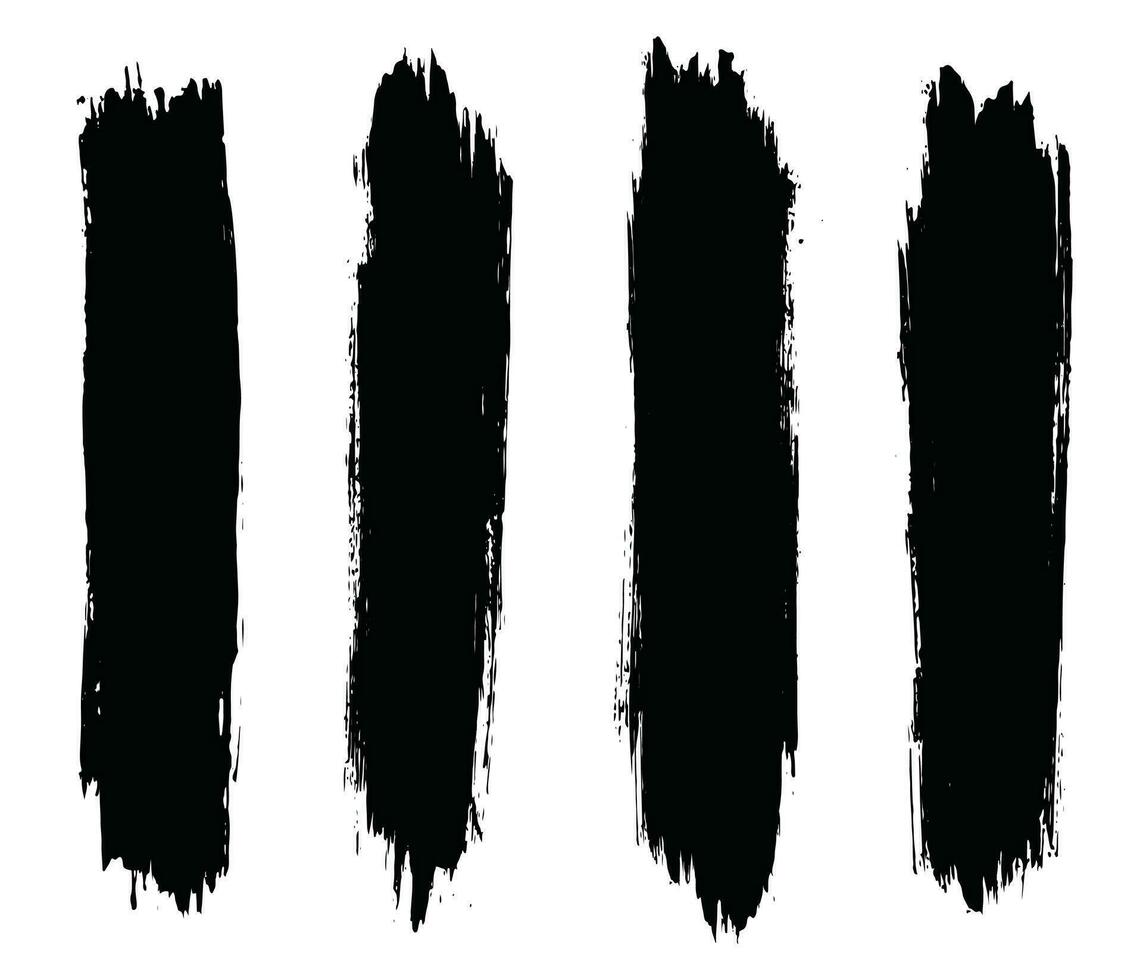 Collection of black ink grunge brush vector